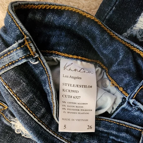 KanCan Distressed Skinny Jeans Size 26 26x26 Dark Wash Raw Hem Stretch Denim - Picture 3 of 6